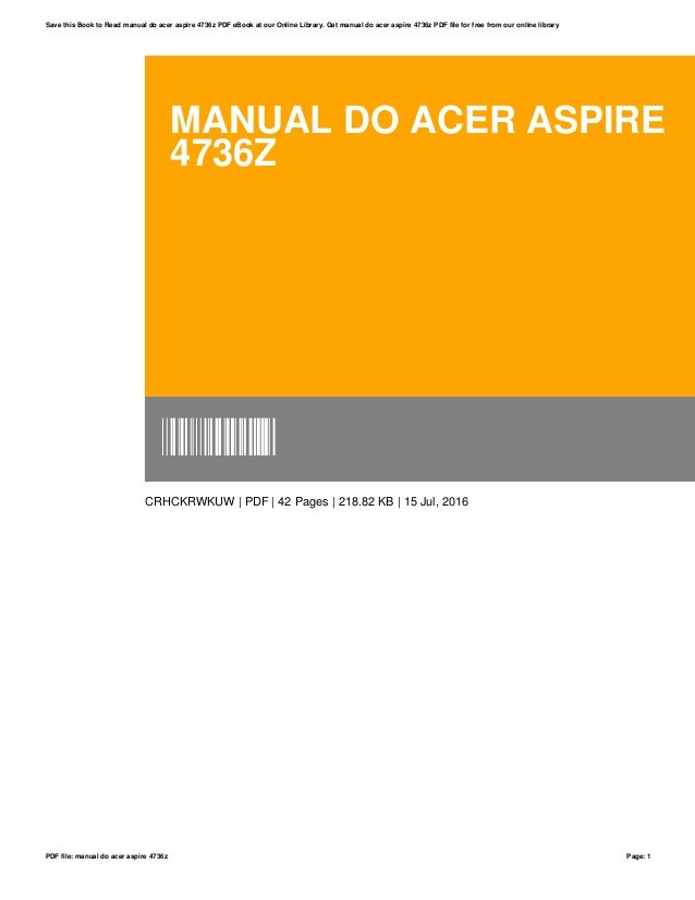 Acer Aspire 4736z User Manual Pdf