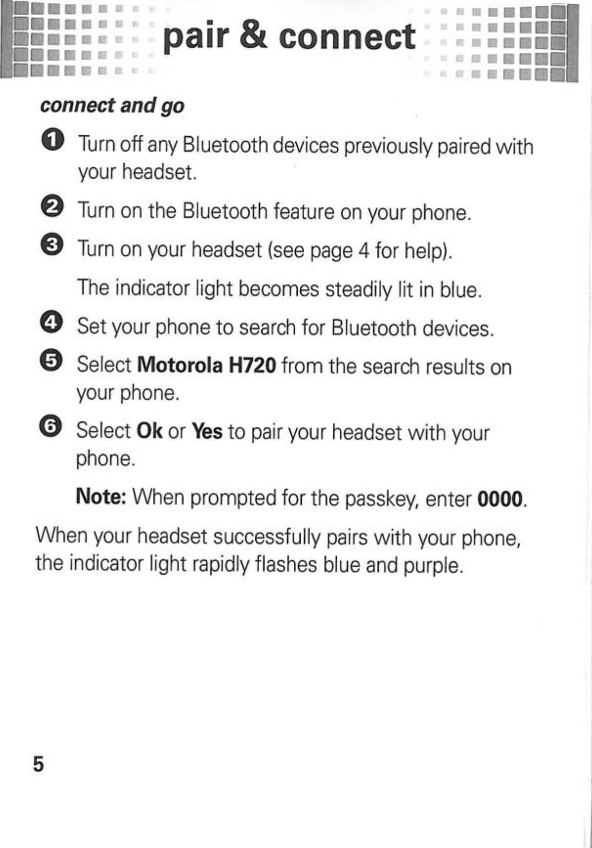Motorola h720 instructions